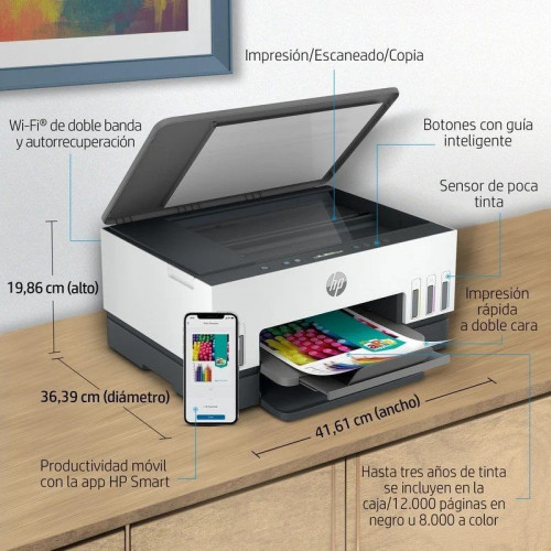 HP Smart Tank 6005 Impresora Multifunción Color WiFi Dúplex Automático Escáner+3 Años Tinta Incluida