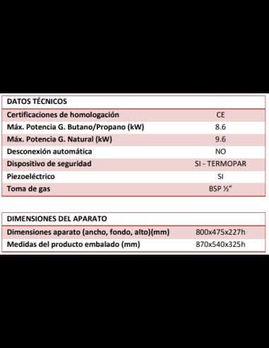 HR FAINCA Plancha a gas PLC8100