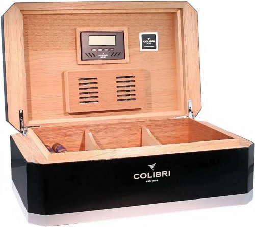 Humidor Colibri Rally negro y plata