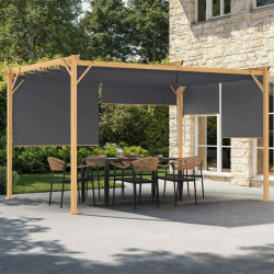 Idmarket Pérgola efecto madera techo retráctil