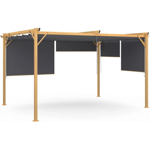 Idmarket Pérgola efecto madera techo retráctil
