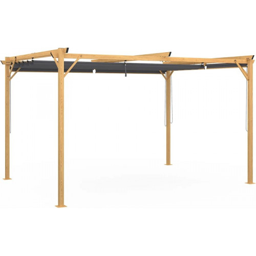 Idmarket Pérgola efecto madera techo retráctil