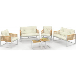 Idmarket Salón de jardín bajo de 6 plazas