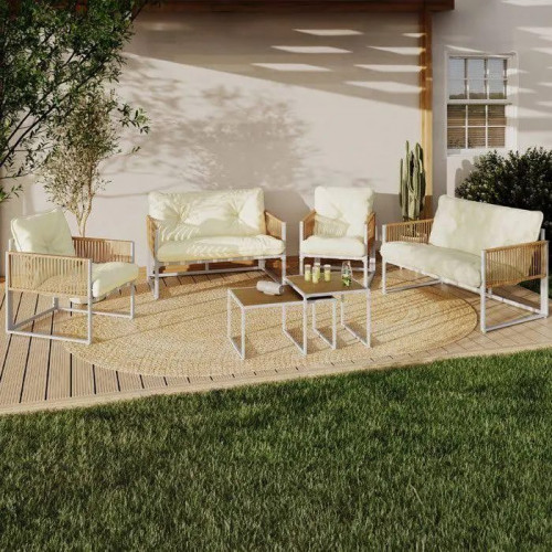 Idmarket Salón de jardín bajo de 6 plazas