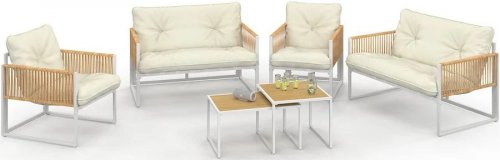 Idmarket Salón de jardín bajo de 6 plazas