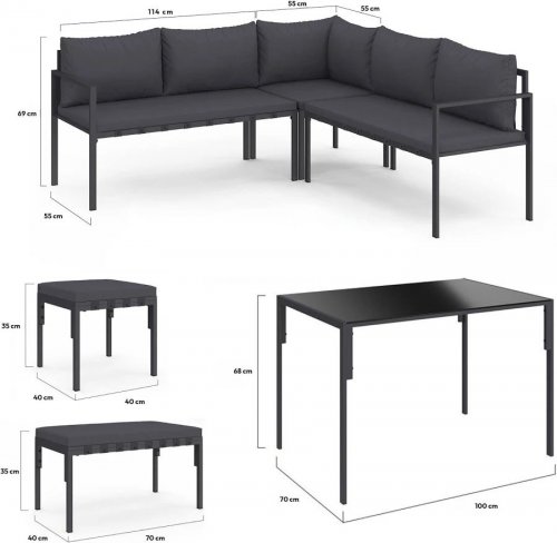 Idmarket Salón jardín rincón 8 plazas