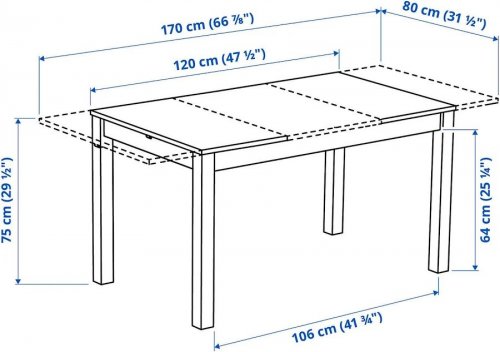 IKEA ÅLHULT mesa extensible marrón altura 75 cm