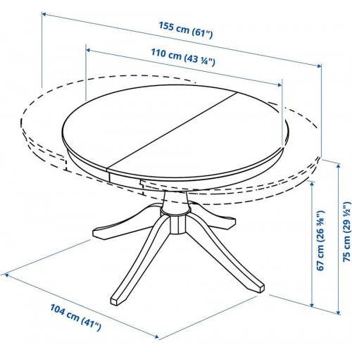 IKEA ROSENTORP mesa extensible diámetro