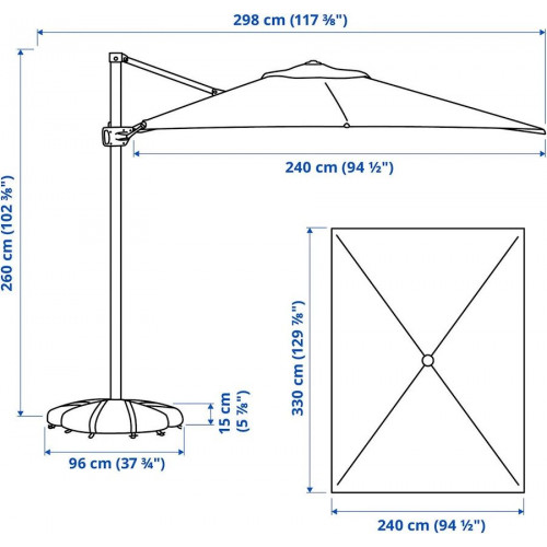IKEA SEGLARÖ / IGGÖN sombrilla colgante con base