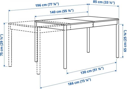 IKEA TONSTAD mesa extensible chapa roble 140/196x85 cm
