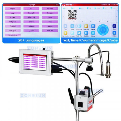 Impresora de inyección de tinta en línea ZONESUN ZS-DC127 para codificación de fecha e impresión de archivos BMP