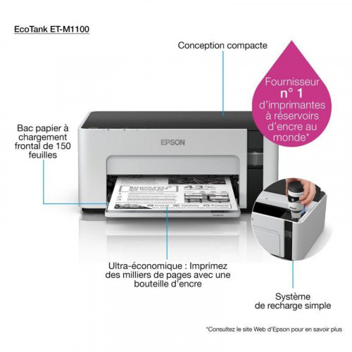 Impresora Inyección de tinta USB Epson EcoTank M1100 monocromo con tanque de tinta