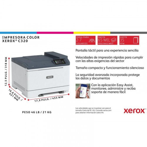 Impresora Láser Wi-Fi Xerox C320 A4 Color Dúplex con 2 Bandejas y 33 ppm
