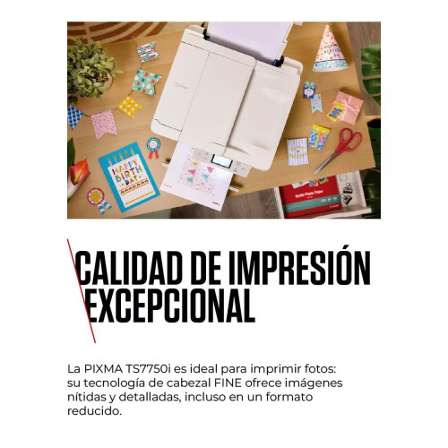 Impresora Multifunción 3 en 1 Canon PIXMA TS7750i, imprsión adoble cara automática, ADF y WiFi. Compatible con PIXMA Print Plan Blanco