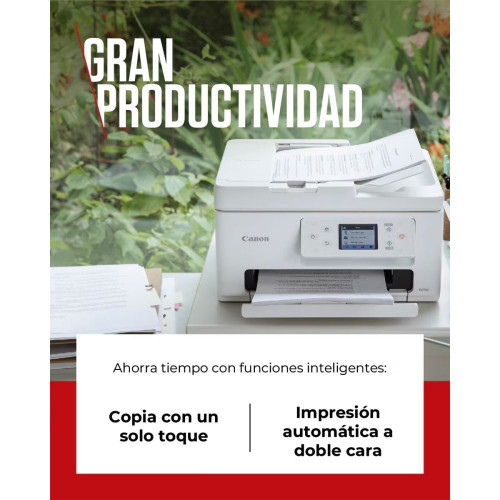 Impresora Multifunción 3 en 1 Canon PIXMA TS7750i, imprsión adoble cara automática, ADF y WiFi. Compatible con PIXMA Print Plan Blanco