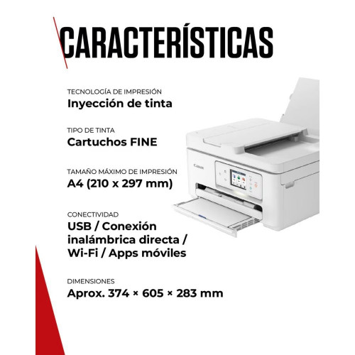 Impresora Multifunción 3 en 1 Canon PIXMA TS7750i, imprsión adoble cara automática, ADF y WiFi. Compatible con PIXMA Print Plan Blanco