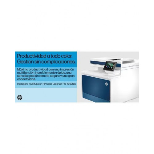 Impresora Multifunción HP color LaserJet Pro 4302fdn, Fax Blanco / Azul
