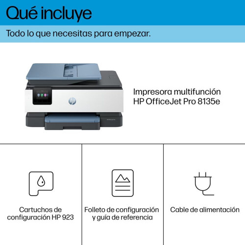 Impresora Multifunción HP OfficeJet Pro 8135e, Fax, Wi-Fi, compatible con Instant Ink Blanco / Azul