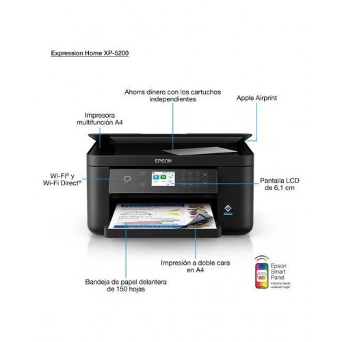Impresora Multifunción tinta Epson Expression XP-5200, Wi-Fi Negro