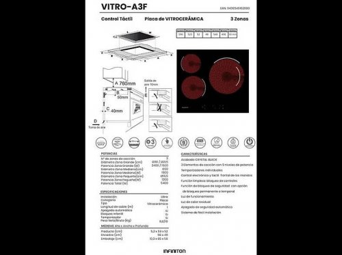 Infiniton Vitro-a3f Placa de Vitrocerámica