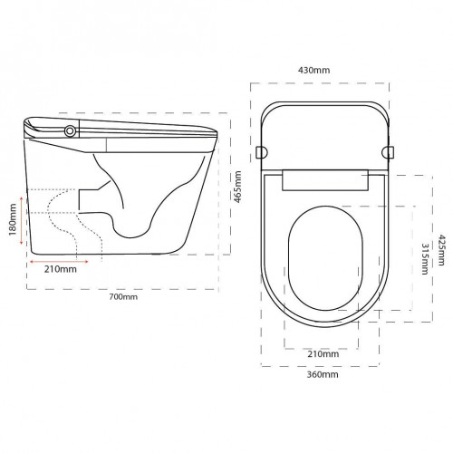 Inodoro Japonés ArteCristal Smart Arte Wash aroma in-tank color blanco con salida dual y cánula de limpieza automática y manual, higiene intima avanzada, función de secado y asiento calefactable