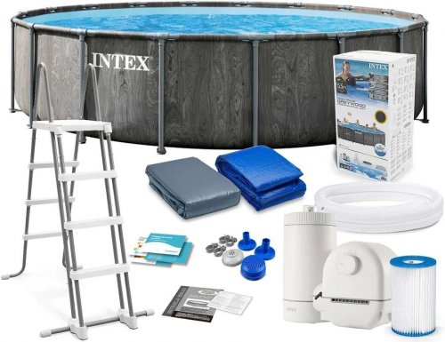 Intex Piscina desmontable redonda Greywood 5 metros con depuradora y acccesorios
