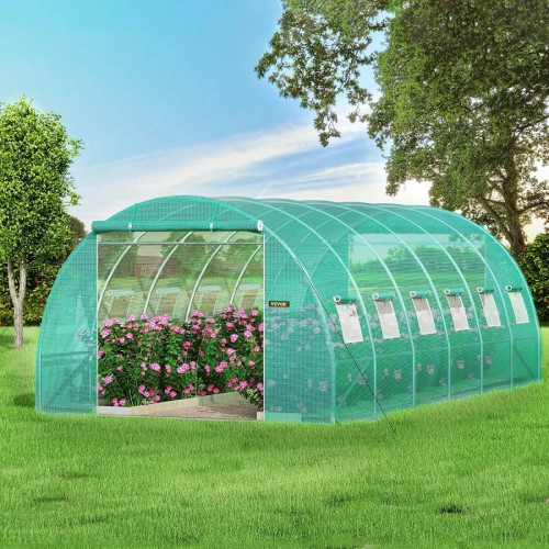 Invernadero de jardín tipo túnel verde Vevor de 6,1 x 3 x 2,1 m para el cultivo de plantas