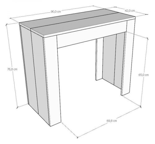 ITYHOME Consola extensible 90x42/302 cm emy blanco espatulado