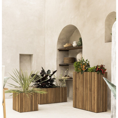 Jardinera rectangular de madera NATERIAL Sylva 79 x 28.75 x 76.25 cm marrón