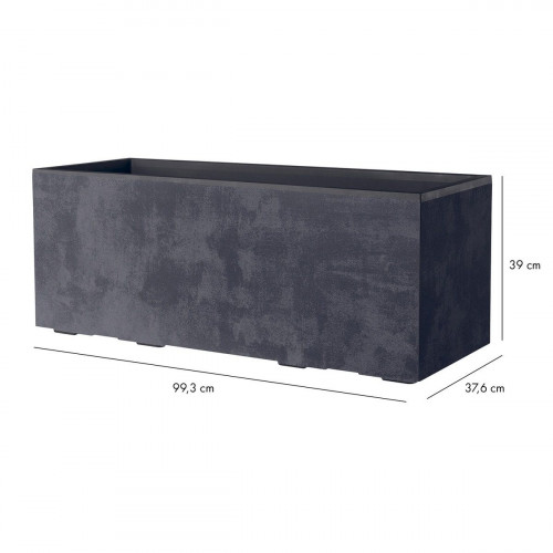 Jardinera rectangular de polipropileno DEROMA 99 x 39 x 38 cm gris con ruedas
