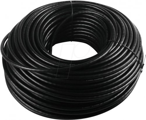Juego de cables de red para exteriores CAT.6, U/UTP, 305 m, negr