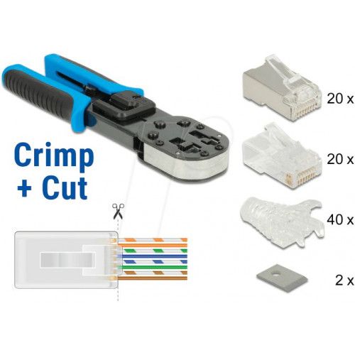 Juego de herramientas de crimpado y corte de red RJ45
