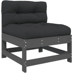 Juego de muebles jardín 5 piezas y cojines madera maciza Gris Vidaxl