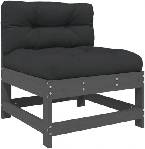 Juego de muebles jardín 5 piezas y cojines madera maciza Gris Vidaxl
