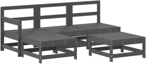Juego de muebles jardín 5 piezas y cojines madera maciza Gris Vidaxl