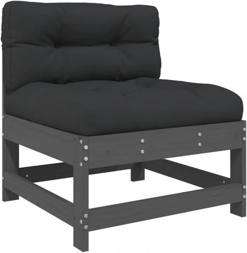 Juego de muebles jardín 5 piezas y cojines madera maciza Gris Vidaxl