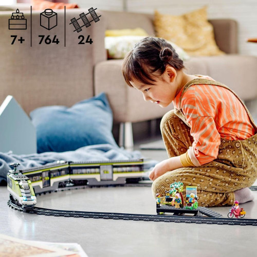 Juguete Teledirigido para Construir Tren de Pasajeros de Alta Velocidad con Vías, Luces y Mini Figuras LEGO City Trains - 60337