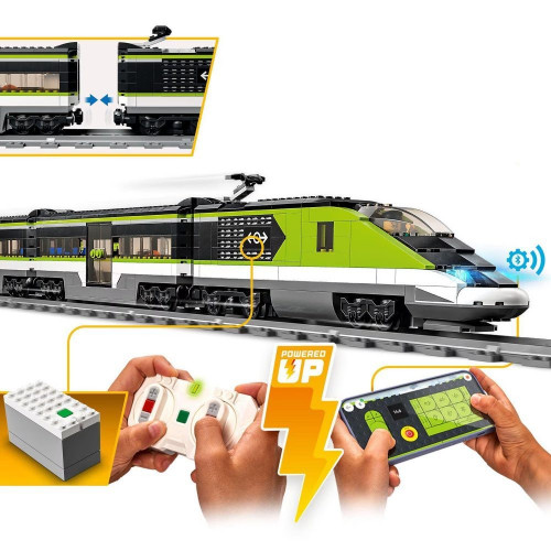 Juguete Teledirigido para Construir Tren de Pasajeros de Alta Velocidad con Vías, Luces y Mini Figuras LEGO City Trains - 60337