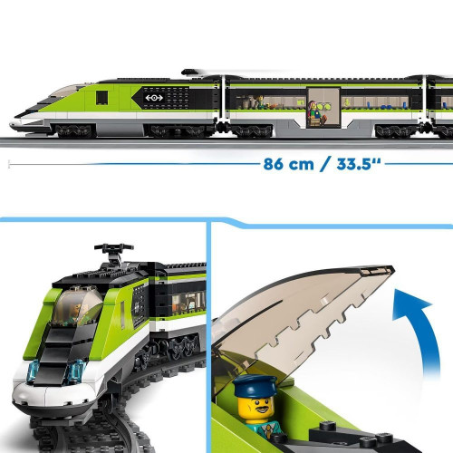 Juguete Teledirigido para Construir Tren de Pasajeros de Alta Velocidad con Vías, Luces y Mini Figuras LEGO City Trains - 60337