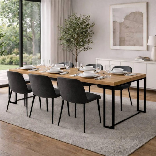 Kama Mesa extensible para 10-12 personas con efecto madera 300 cm