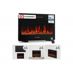 KAMINIO Chimenea eléctrica MARLON - Chimenea eléctrica 3 en 1 con calentador, efecto de llama 3D, 12 colores de llama, control remoto - 24 pulgadas
