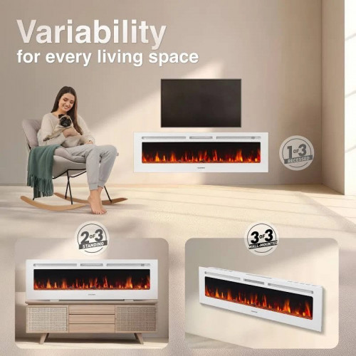 Kaminio marlon pro 70 cheminée électrique chauffante à effet flamme cheminée décorative 3 en 1 encastrable