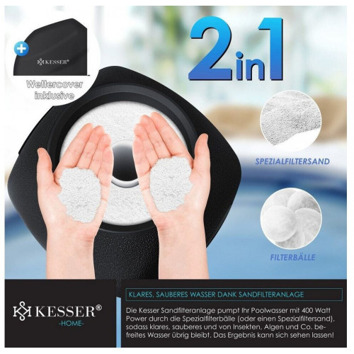 Kesser Sistema de filtro de arena para piscina + 700 g bolas filtrantes (15300)