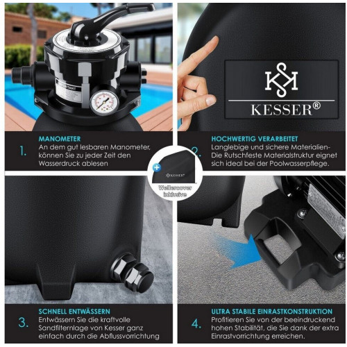 Kesser Sistema de filtro de arena para piscina + 700 g bolas filtrantes (15300)