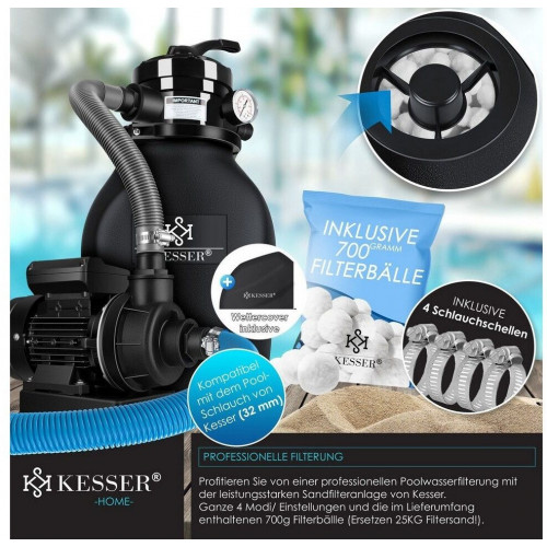 Kesser Sistema de filtro de arena para piscina + 700 g bolas filtrantes (15300)