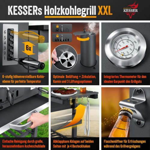 Kesser XXL charcoal barbecue grey