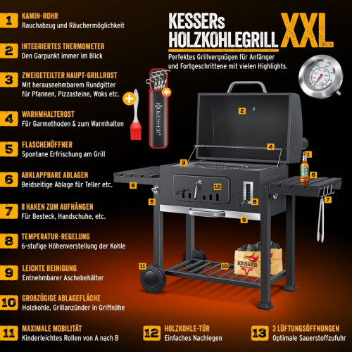 Kesser XXL charcoal barbecue grey