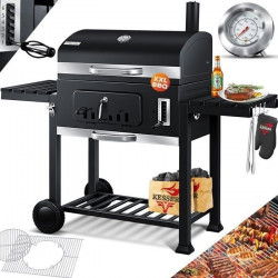 Kesser XXL stainless steel barbecue trolley with lid