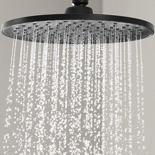 Kibath Columna de Ducha termostático | Altura regulable 83-120 cm |negro mate | Diseño cuadrado con rociador efecto lluvia y alcachofa