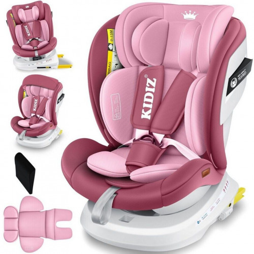 Kidiz Silla de auto Isofix Top Tether 360° giratoria i-Size grupo 0/1/2/3 rosa (ECE R129)